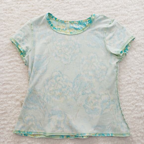 T-Shirt J Jill Size PM Fitted Pina Cotton Abstract Floral Boho Bloomcore Office - Picture 11 of 12